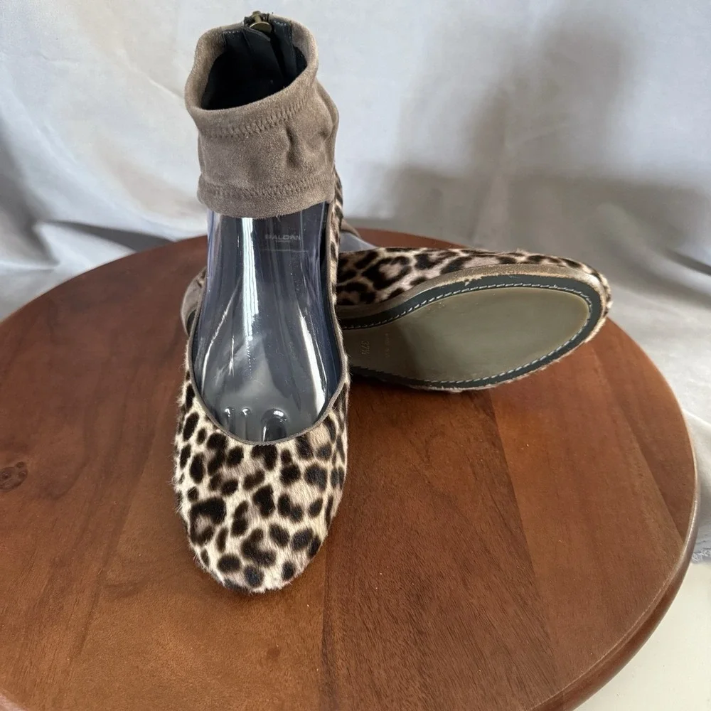 Baldan Venezia Leopard Print Pony Flat Ankle Closure Women's Size EU37.5/US‎ 7